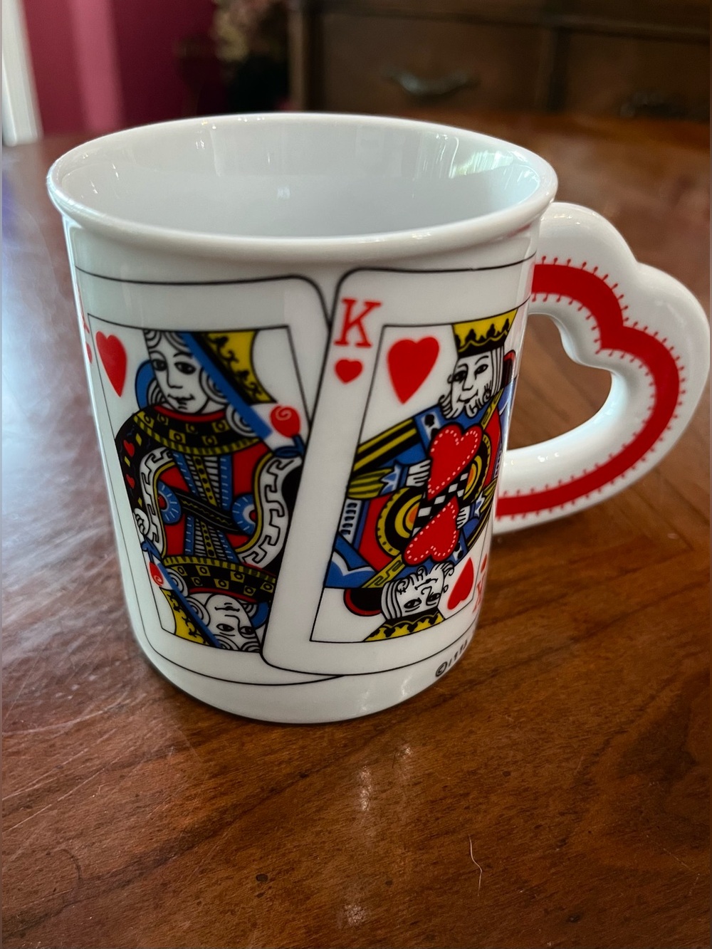 VTG 1995 Designs by Westwood King & Queen Hearts Mug Heart Handle L Croft Mint